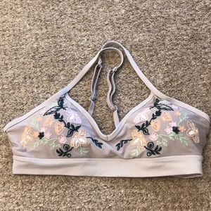 Grey Embroidered Lorna Jane Bra
